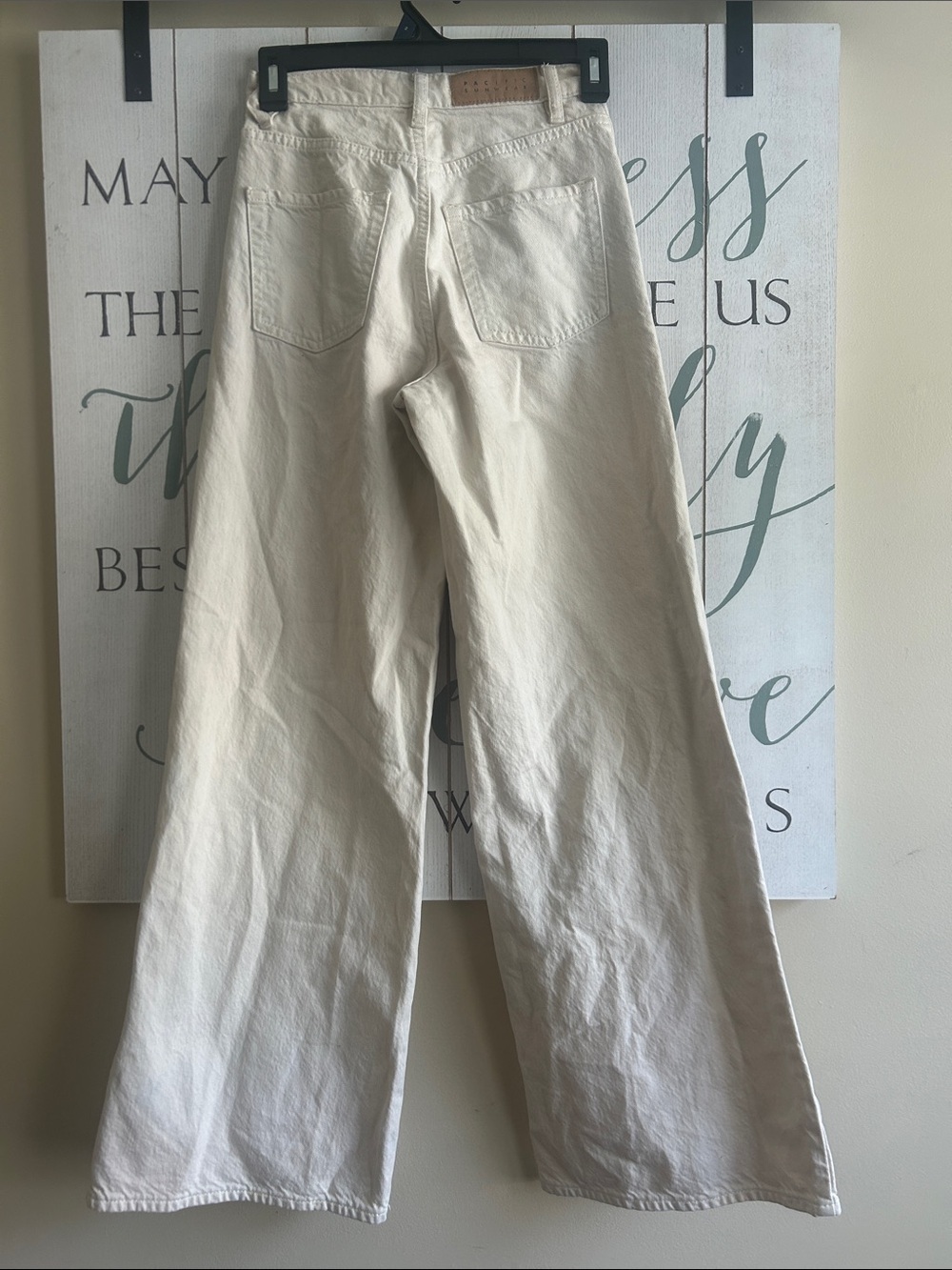 PacSun Cream 5 button Wide-Leg Jeans - High Rise size 23 - Picture 5 of 7